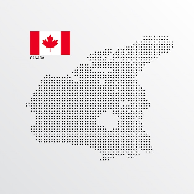 Kostenloser Vektor kanada-kartenentwurf mit flaggen- und hellem hintergrundvektor