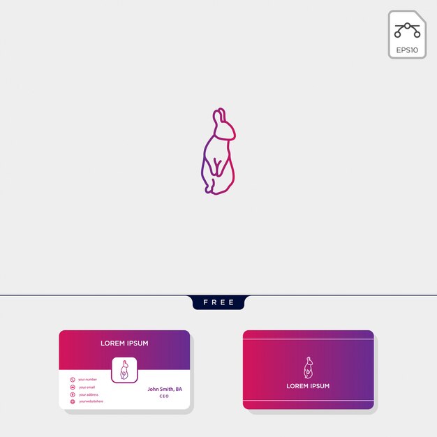 Kaninchen Logo Vorlage Kostenlose Visitenkarte Design Vorlage Premium Vektor