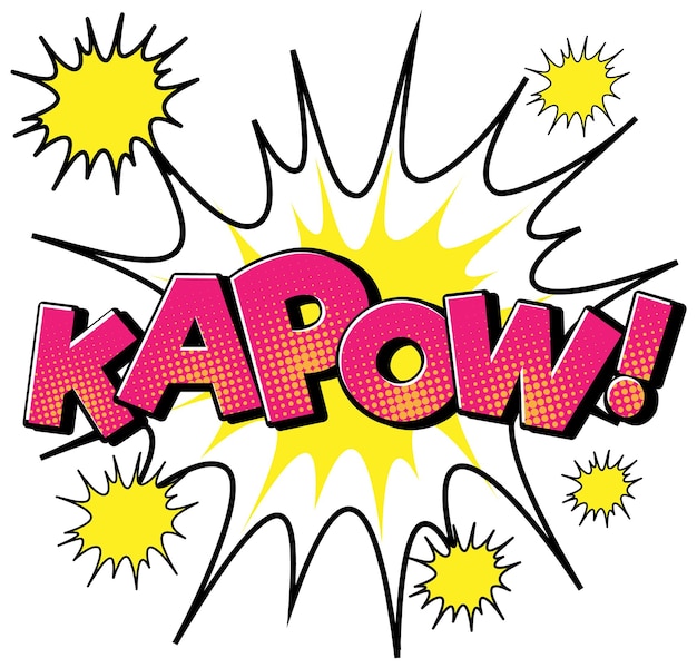 Kapow retro-comic-sprechblase und effekt im pop-art-stil