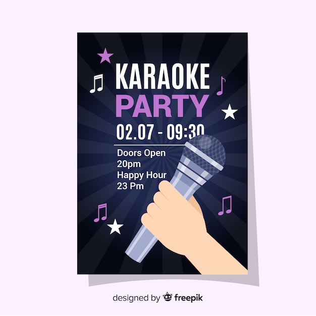 Karaoke plakat vorlage flachen stil