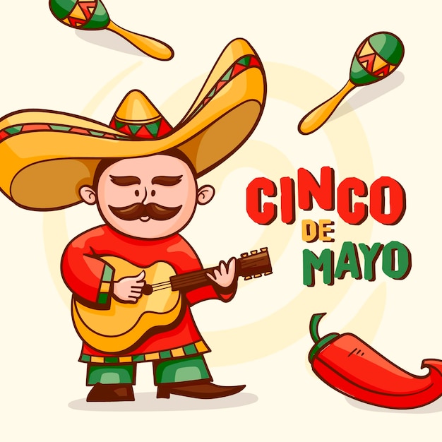 Kostenloser Vektor karikatur cinco de mayo illustration