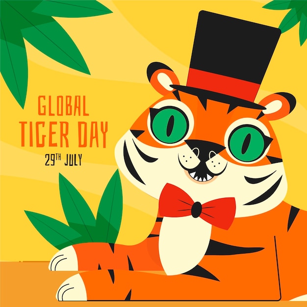 Kostenloser Vektor karikatur globaler tigertag illustration