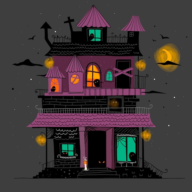 Karikatur halloween haus