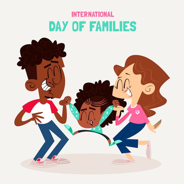 Karikatur internationaler tag der familienillustration