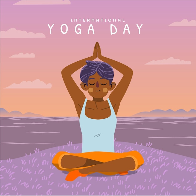 Karikatur internationaler tag der yogaillustration