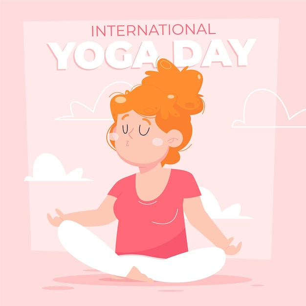 Karikatur internationaler tag der yogaillustration