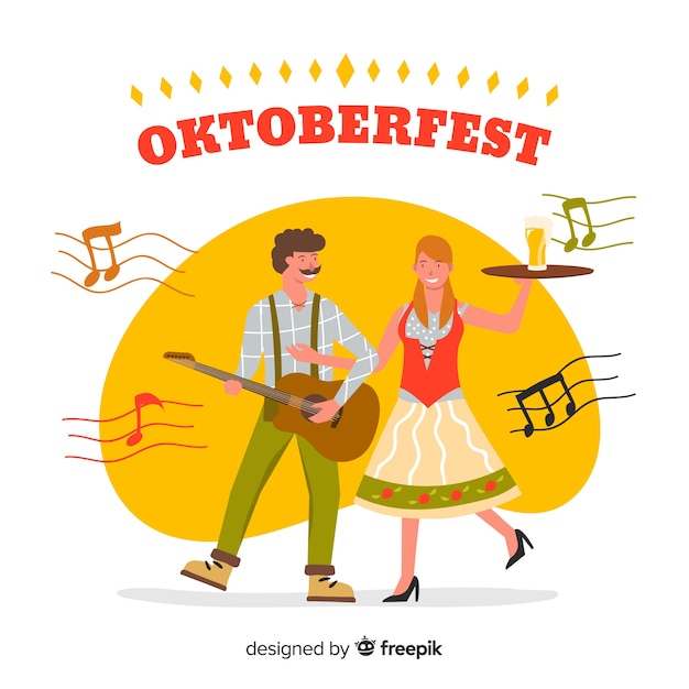 Kostenloser Vektor karikaturartleute, die oktoberfest feiern