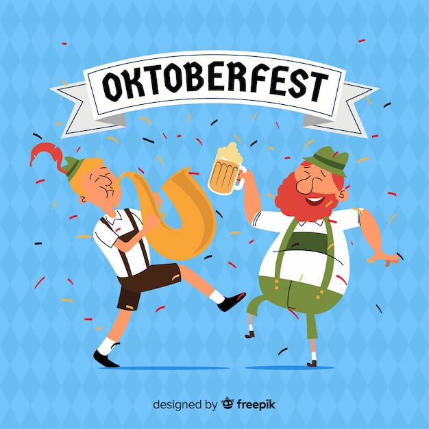 Kostenloser Vektor karikaturleute, die oktoberfest feiern