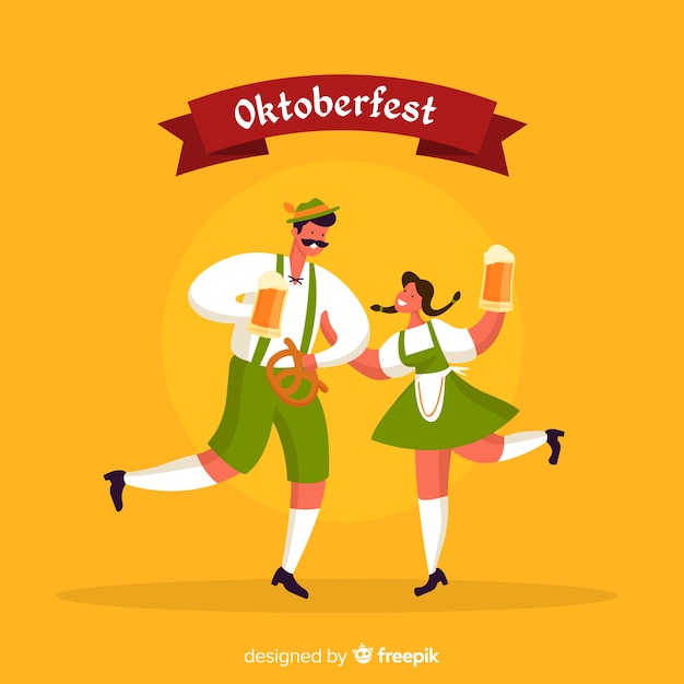 Kostenloser Vektor karikaturleute, die oktoberfest feiern