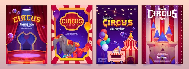 Karneval funfair flyer mit zirkuszelt
