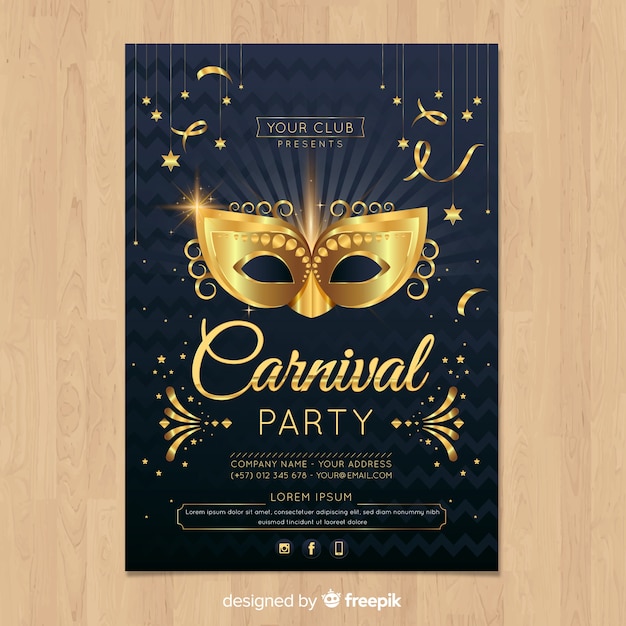 Kostenloser Vektor karneval party flyer vorlage
