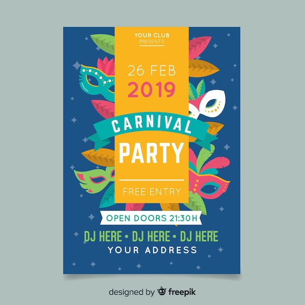 Karneval party flyer vorlage