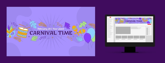 Kostenloser Vektor karnevalsfeier youtube-kanalkunst
