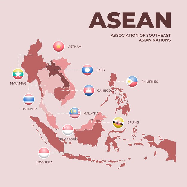 Karte der Asean-Kooperationsländer