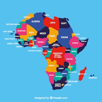 Karte von afrika kontinent mit verschiedenen farben