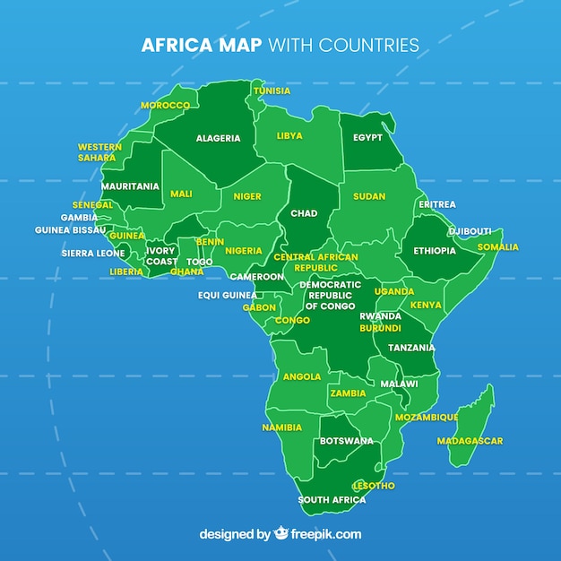 Kostenloser Vektor karte von afrika kontinent mit verschiedenen farben