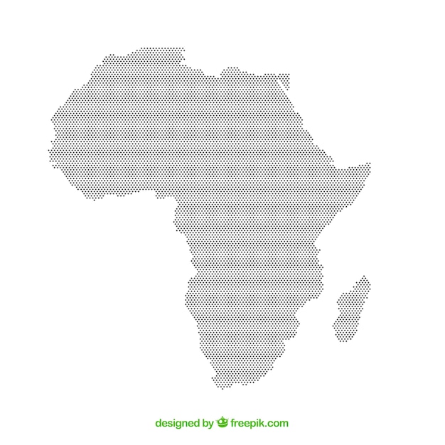 Karte von afrika mit punkten von farben