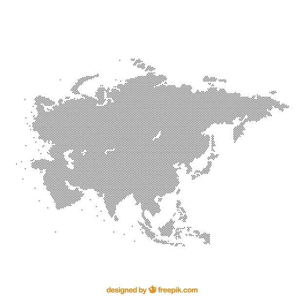 Karte von Asien mit Punkten von Farben