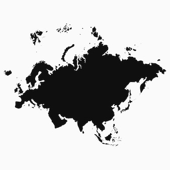 Karte von eurasien. schwarze monochrome form. vektor-illustration.