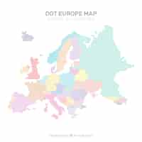 Kostenloser Vektor karte von europa mit punkten in der flachen art