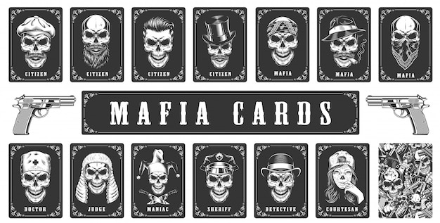 Kostenloser Vektor karten für das mafia-spiel