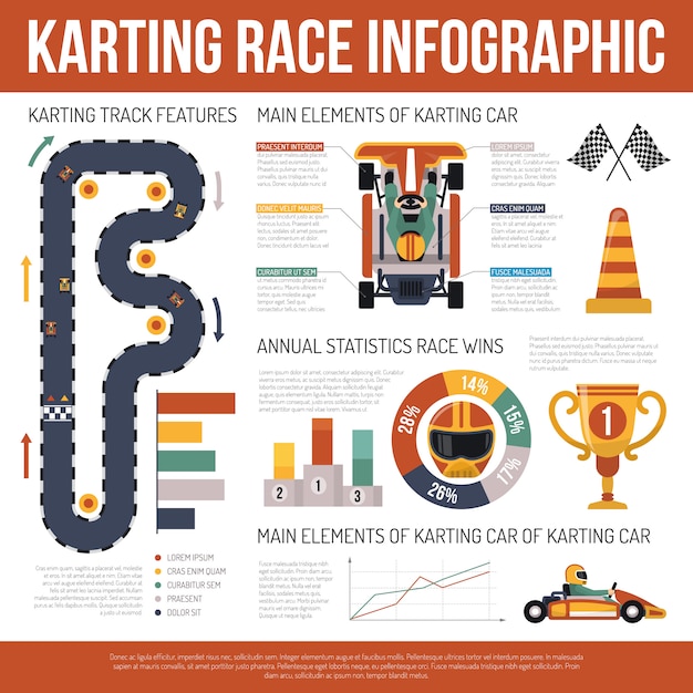 Karting motor race infografiken