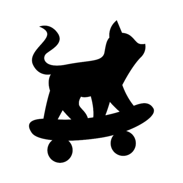 Kostenloser Vektor katzen- und surfbrett-silhouette-symbol-logo