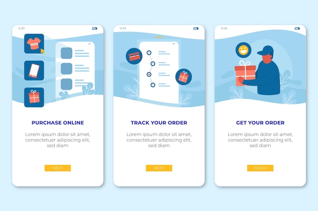 Kaufen Sie Online-Onboarding-App-Bildschirme