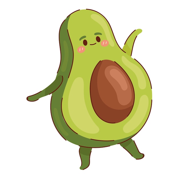 Kostenloser Vektor kawaii-avocado-frucht-cartoon-symbol