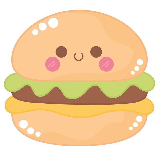 Kostenloser Vektor kawaii burger-design