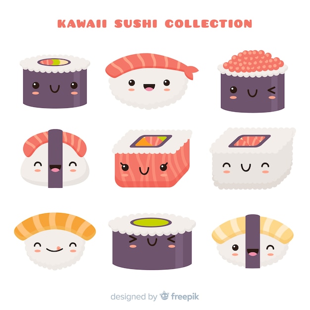 Kawaii Hand gezeichnete Sushi-Sammlung