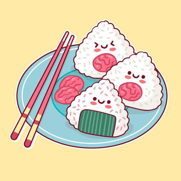 Kawaii leckeres japanisches umeboshi onigiri essen