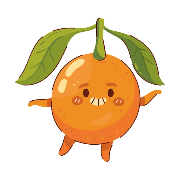 Kawaii-orangenfrucht-cartoon-symbol