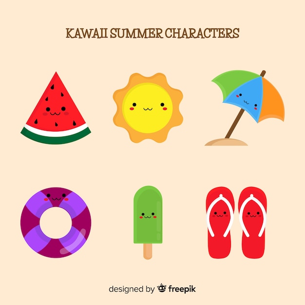 Kawaii sommer charakter sammlung