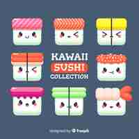 Kostenloser Vektor kawaii sushi collectio