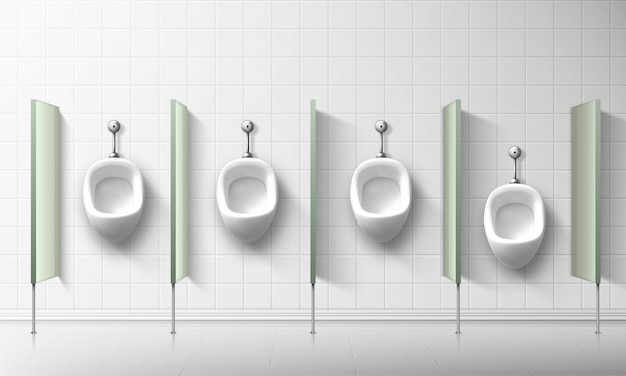 Kostenloser Vektor keramische urinale für männer und jungen in der öffentlichen toilette
