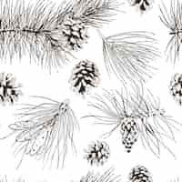 Kostenloser Vektor kiefer tanne weihnachtsbaum zeder fichte und zapfen nahtlose muster vektor-illustration