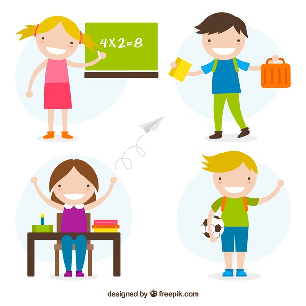 Kinder lächeln in der Schule