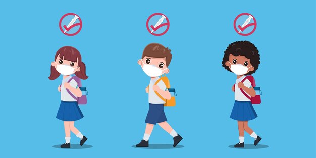 Kinder Schüler erhalten Impfstoffe beim Arzt, um sich vor Viren zu schützen