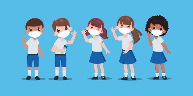 Kinder Schüler erhalten Impfstoffe beim Arzt, um sich vor Viren zu schützen