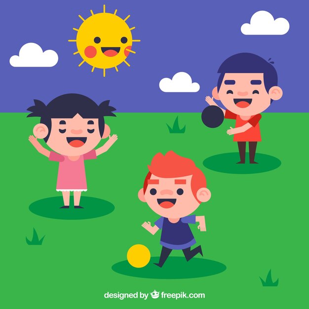 Kinder spielen im Park
