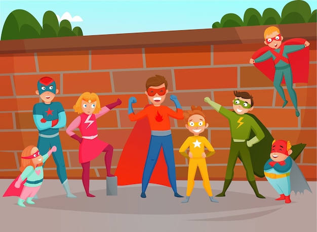 Kinder team superhelden zusammensetzung