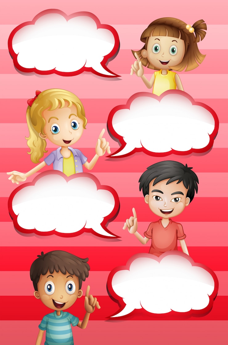 Kostenlose Vektor kinder und blase reden design illustration