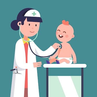 Kinderarzt arzt frau untersucht baby boy