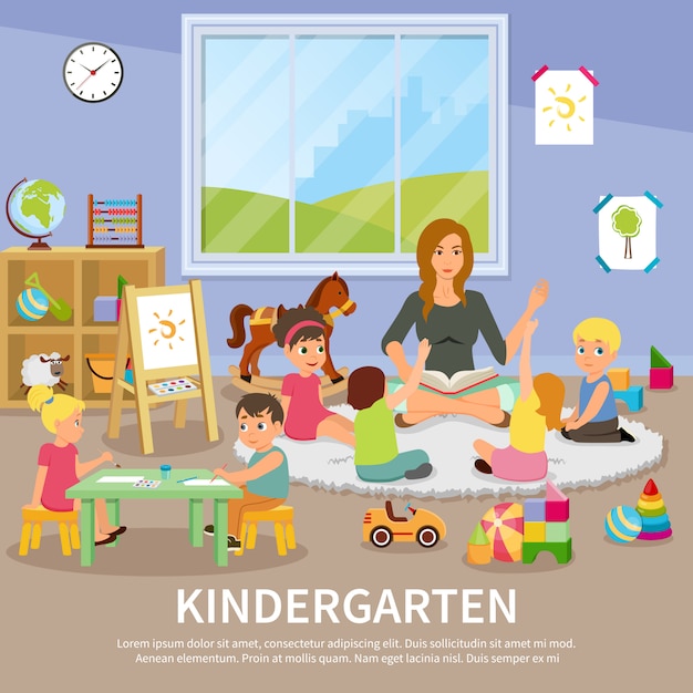 Kostenloser Vektor kindergarten illustration
