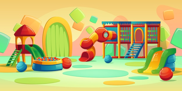 Kinderspielplatz mit Karussell und Rutsche