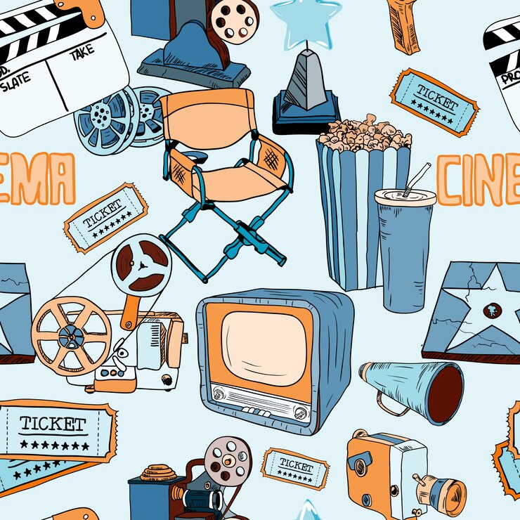 Kostenlose Vektor kino farbe nahtlose muster