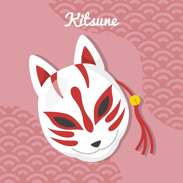 Kitsune-illustration im flachen design