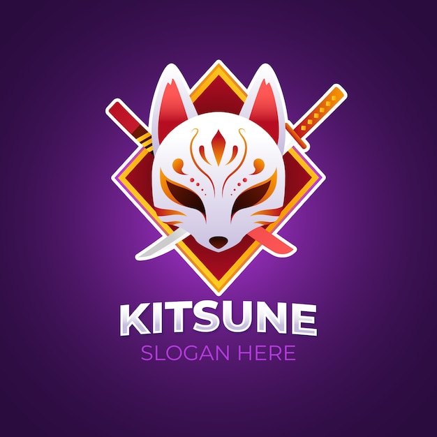 Kitsune-logo-vorlage mit farbverlauf