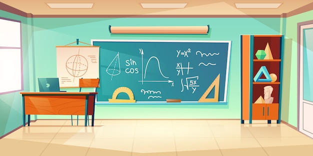 Kostenloser Vektor klassenzimmer für das lernen von mathematik